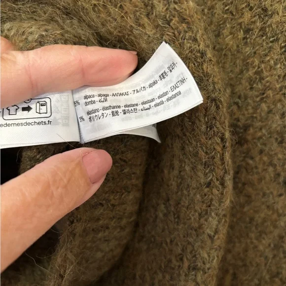 Zara alpaca woll blend cropped relaxed turtleneck sweater olive 90s size medium - Picture 6 of 6